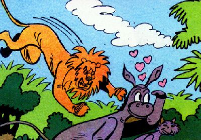 Donkey fallling prey to the Lion